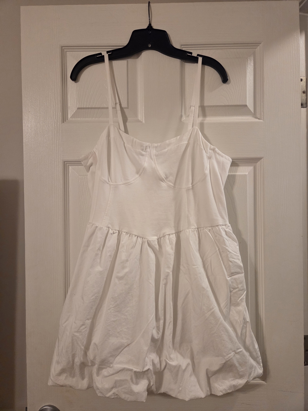 White Spaghetti Strap Babydoll Bubble Dress
